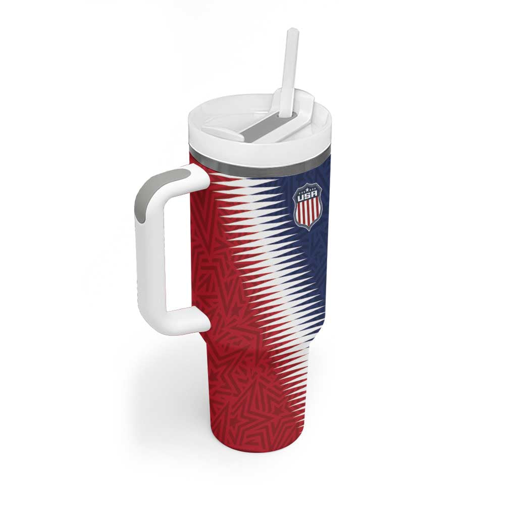 Custom USA Soccer Spirit Tumbler With Handle Abstract Stars Style - Wonder Print Shop