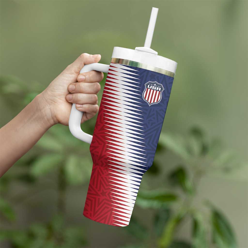 Custom USA Soccer Spirit Tumbler With Handle Abstract Stars Style - Wonder Print Shop