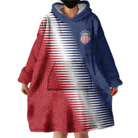 Custom USA Soccer Spirit Wearable Blanket Hoodie Abstract Stars Style - Wonder Print Shop