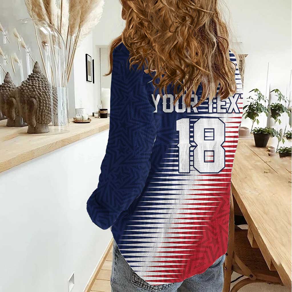 Custom USA Soccer Spirit Women Casual Shirt Abstract Stars Style - Wonder Print Shop