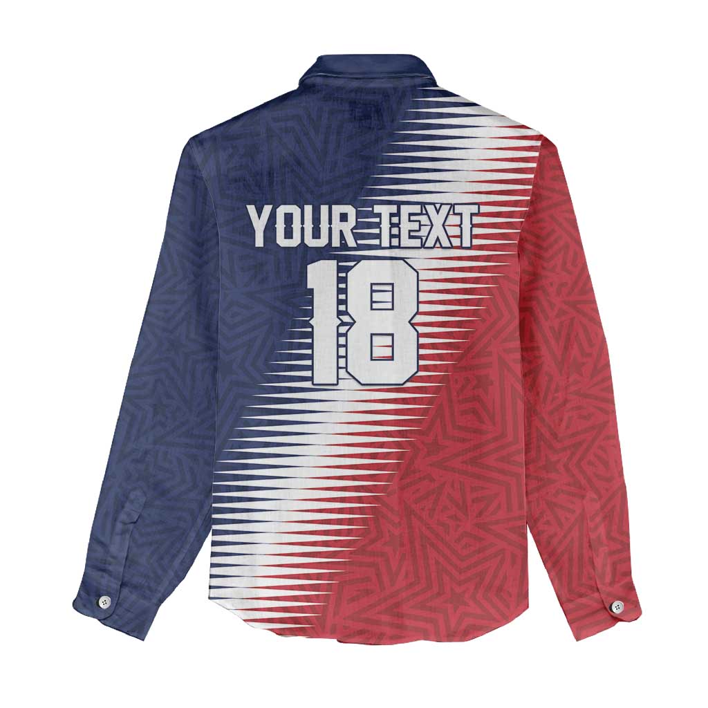 Custom USA Soccer Spirit Women Casual Shirt Abstract Stars Style - Wonder Print Shop