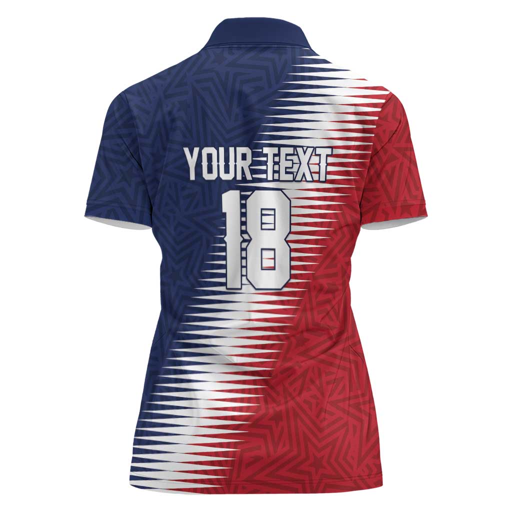 Custom USA Soccer Spirit Women Polo Shirt Abstract Stars Style - Wonder Print Shop