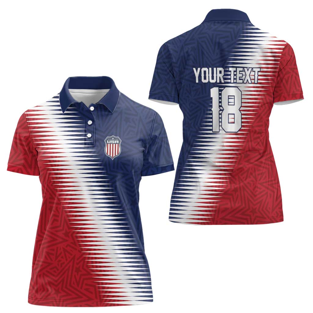 Custom USA Soccer Spirit Women Polo Shirt Abstract Stars Style - Wonder Print Shop