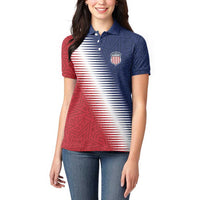 Custom USA Soccer Spirit Women Polo Shirt Abstract Stars Style - Wonder Print Shop