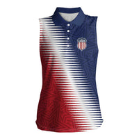 Custom USA Soccer Spirit Women Sleeveless Polo Shirt Abstract Stars Style - Wonder Print Shop