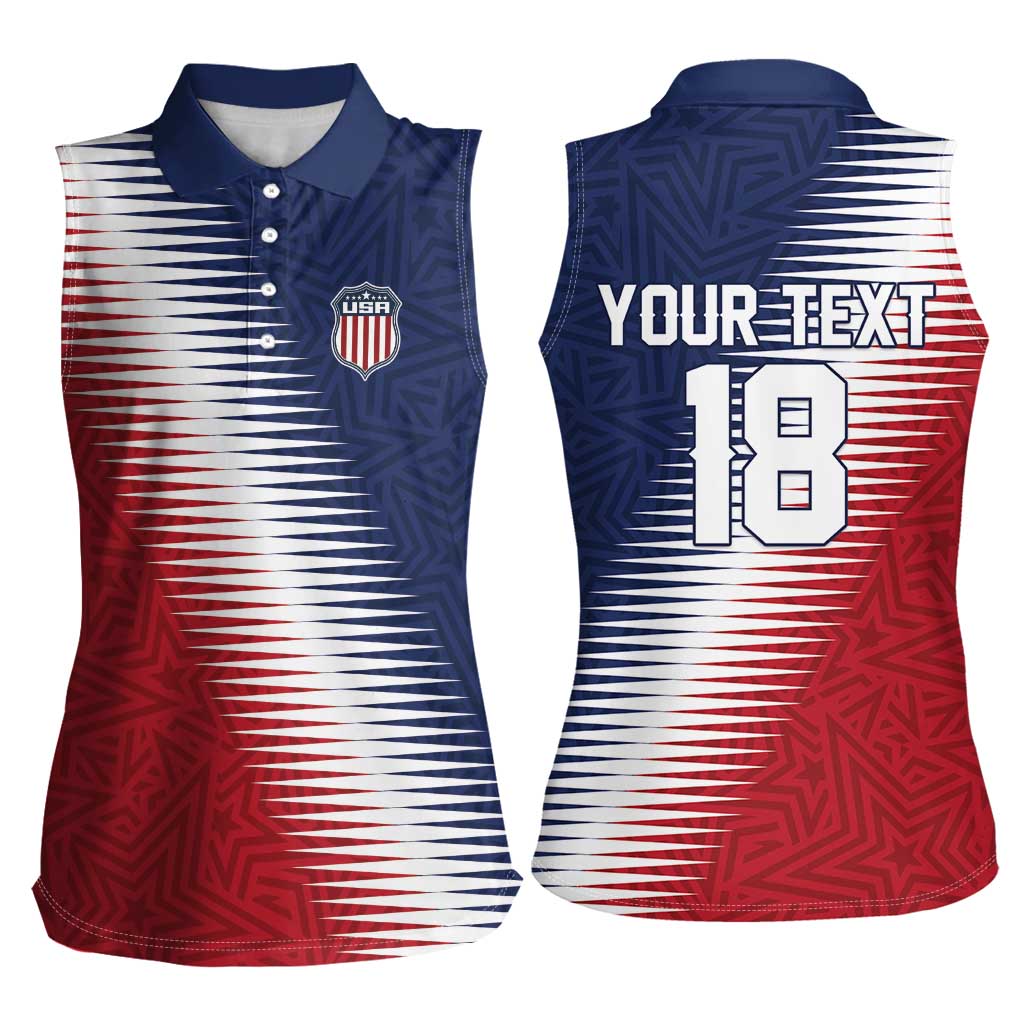 Custom USA Soccer Spirit Women Sleeveless Polo Shirt Abstract Stars Style - Wonder Print Shop