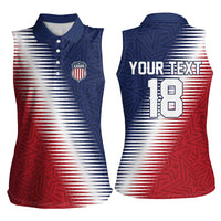 Custom USA Soccer Spirit Women Sleeveless Polo Shirt Abstract Stars Style - Wonder Print Shop