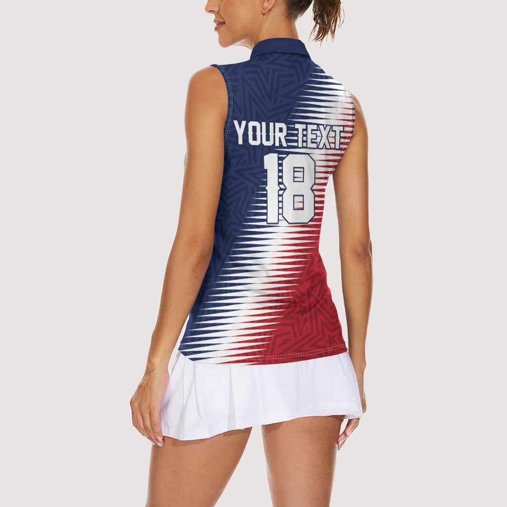 Custom USA Soccer Spirit Women Sleeveless Polo Shirt Abstract Stars Style - Wonder Print Shop