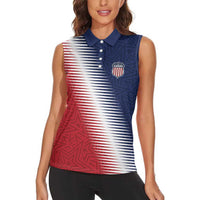 Custom USA Soccer Spirit Women Sleeveless Polo Shirt Abstract Stars Style - Wonder Print Shop