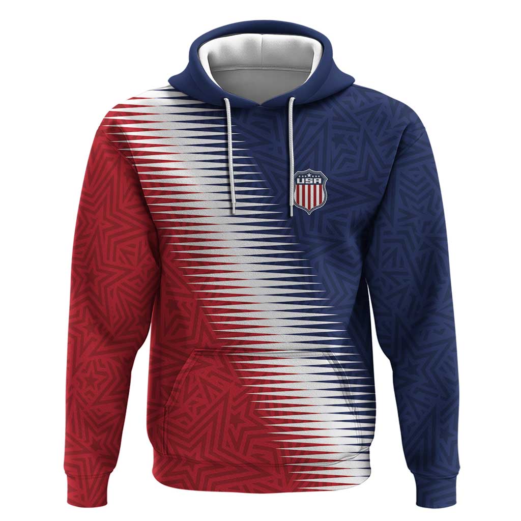 Custom USA Soccer Spirit Zip Hoodie Abstract Stars Style - Wonder Print Shop
