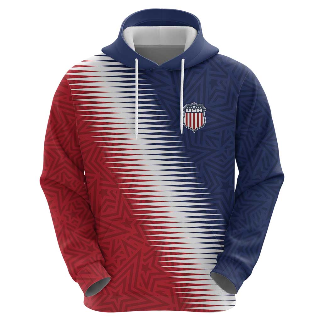 Custom USA Soccer Spirit Zip Hoodie Abstract Stars Style - Wonder Print Shop