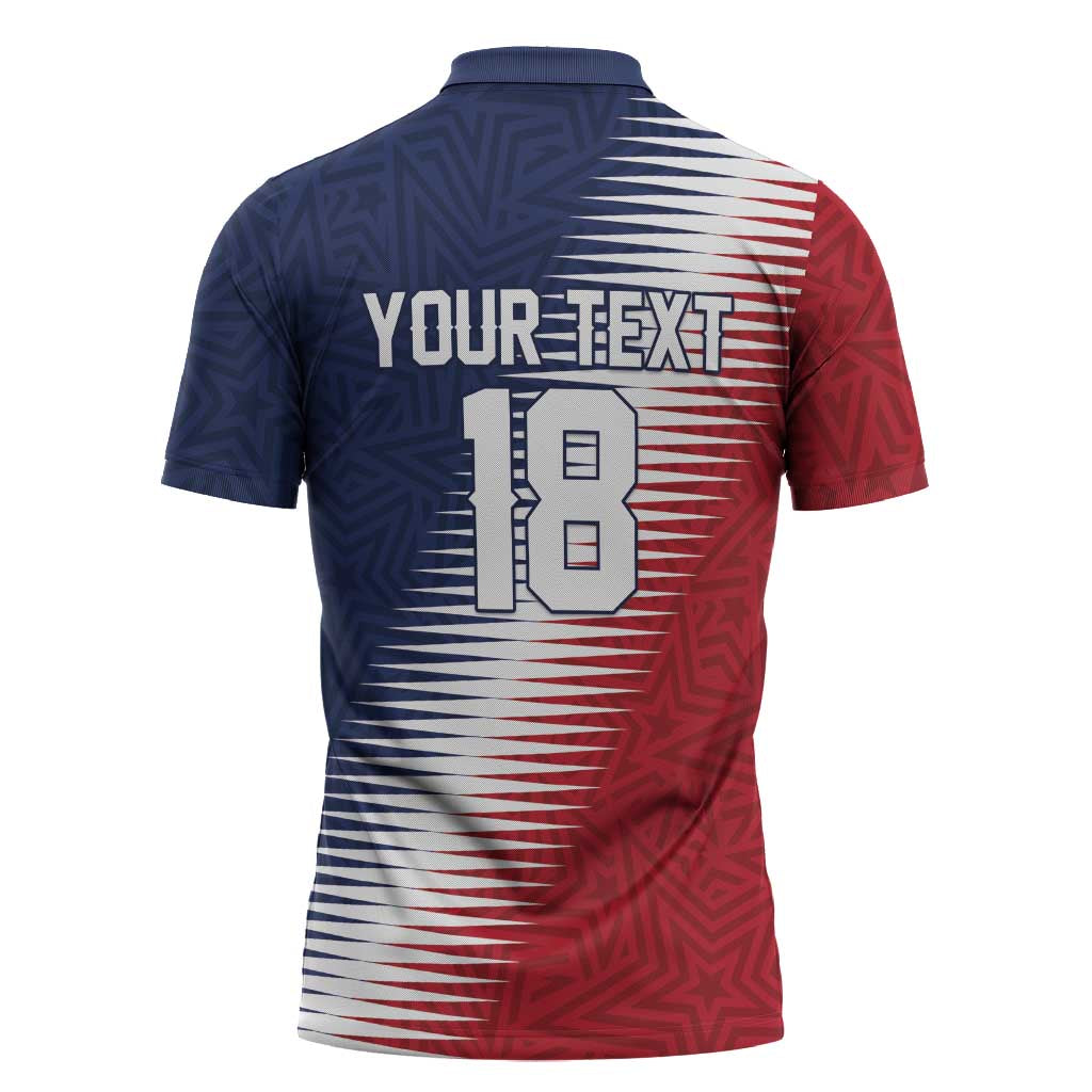 Custom USA Soccer Spirit Zipper Polo Shirt Abstract Stars Style - Wonder Print Shop