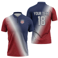 Custom USA Soccer Spirit Zipper Polo Shirt Abstract Stars Style - Wonder Print Shop