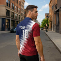 Custom USA Soccer Spirit Zipper Polo Shirt Abstract Stars Style - Wonder Print Shop