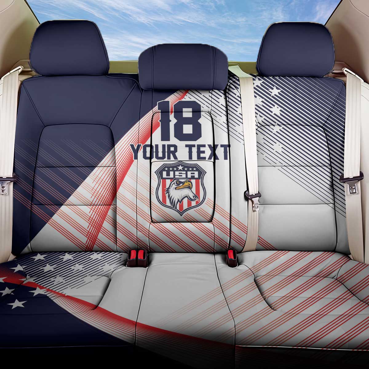 Custom USA Soccer Back Car Seat Cover Play With Pride - Wonder Print Shop