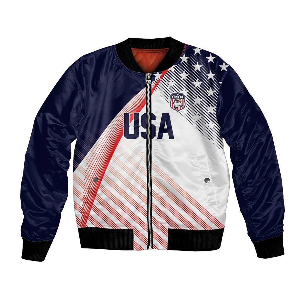 Custom USA Soccer Bomber Jacket Play With Pride - Wonder Print Shop