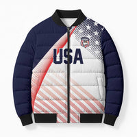 Custom USA Soccer Bomber Puffer Jacket Play With Pride - Wonder Print Shop