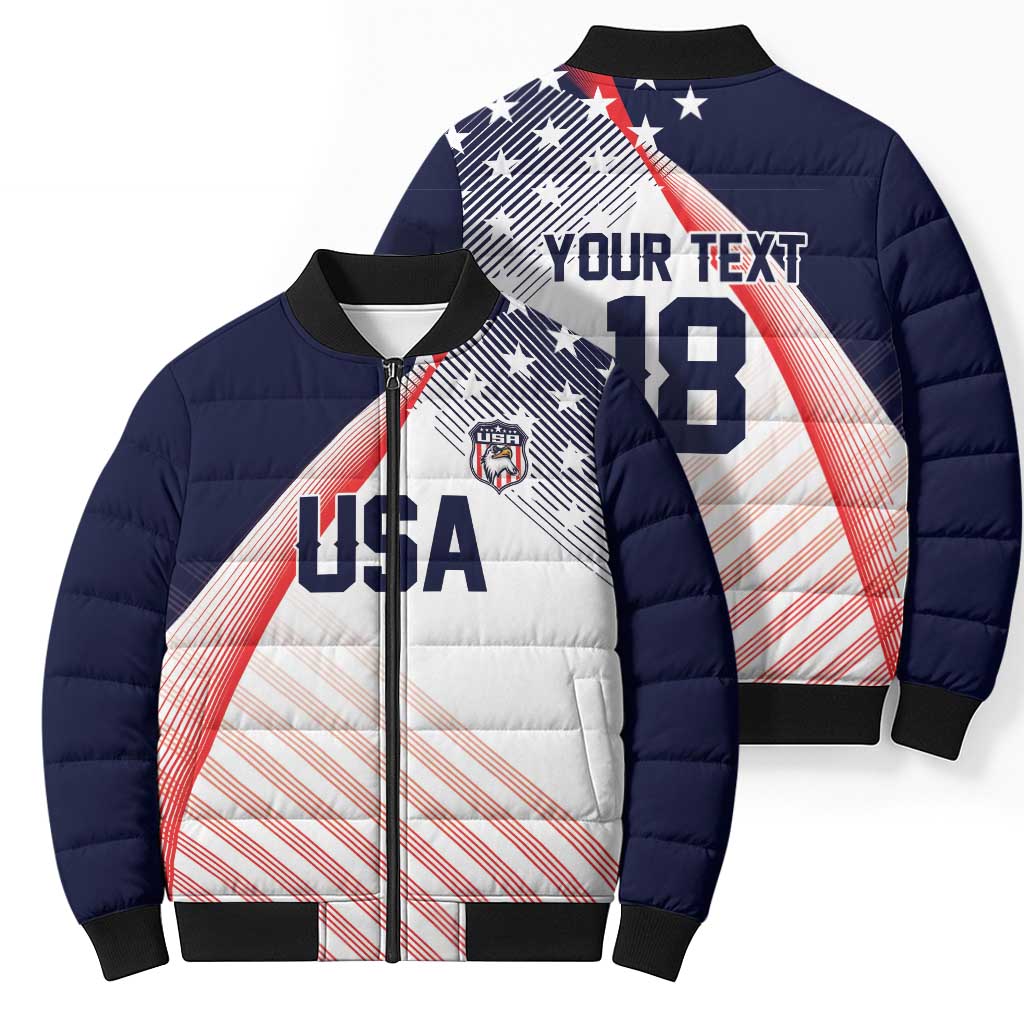 Custom USA Soccer Bomber Puffer Jacket Play With Pride - Wonder Print Shop