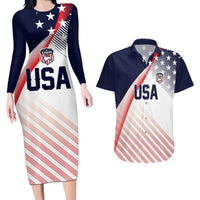 Custom USA Soccer Couples Matching Long Sleeve Bodycon Dress and Hawaiian Shirt Play With Pride - Wonder Print Shop