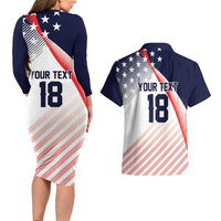 Custom USA Soccer Couples Matching Long Sleeve Bodycon Dress and Hawaiian Shirt Play With Pride - Wonder Print Shop