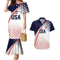Custom USA Soccer Couples Matching Mermaid Dress and Hawaiian Shirt Play With Pride - Wonder Print Shop