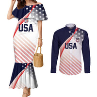 Custom USA Soccer Couples Matching Mermaid Dress and Long Sleeve Button Shirt Play With Pride - Wonder Print Shop