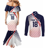 Custom USA Soccer Couples Matching Mermaid Dress and Long Sleeve Button Shirt Play With Pride - Wonder Print Shop