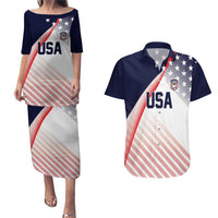 Custom USA Soccer Couples Matching Puletasi and Hawaiian Shirt Play With Pride - Wonder Print Shop