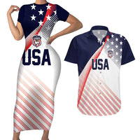 Custom USA Soccer Couples Matching Short Sleeve Bodycon Dress and Hawaiian Shirt Play With Pride - Wonder Print Shop