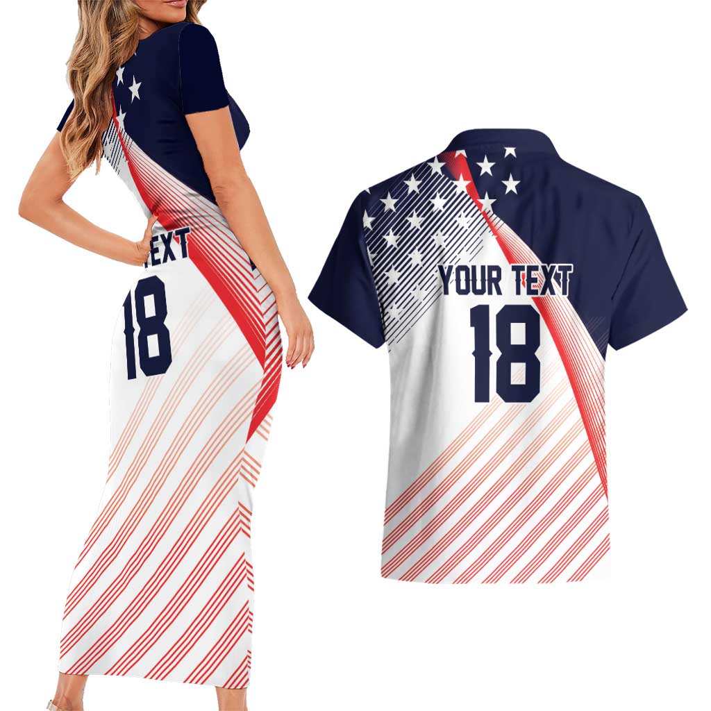Custom USA Soccer Couples Matching Short Sleeve Bodycon Dress and Hawaiian Shirt Play With Pride - Wonder Print Shop