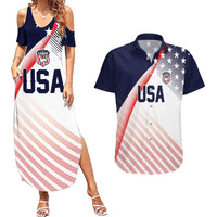 Custom USA Soccer Couples Matching Summer Maxi Dress and Hawaiian Shirt Play With Pride - Wonder Print Shop