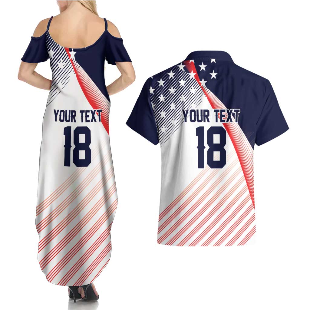 Custom USA Soccer Couples Matching Summer Maxi Dress and Hawaiian Shirt Play With Pride - Wonder Print Shop