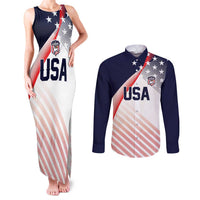 Custom USA Soccer Couples Matching Tank Maxi Dress and Long Sleeve Button Shirt Play With Pride - Wonder Print Shop