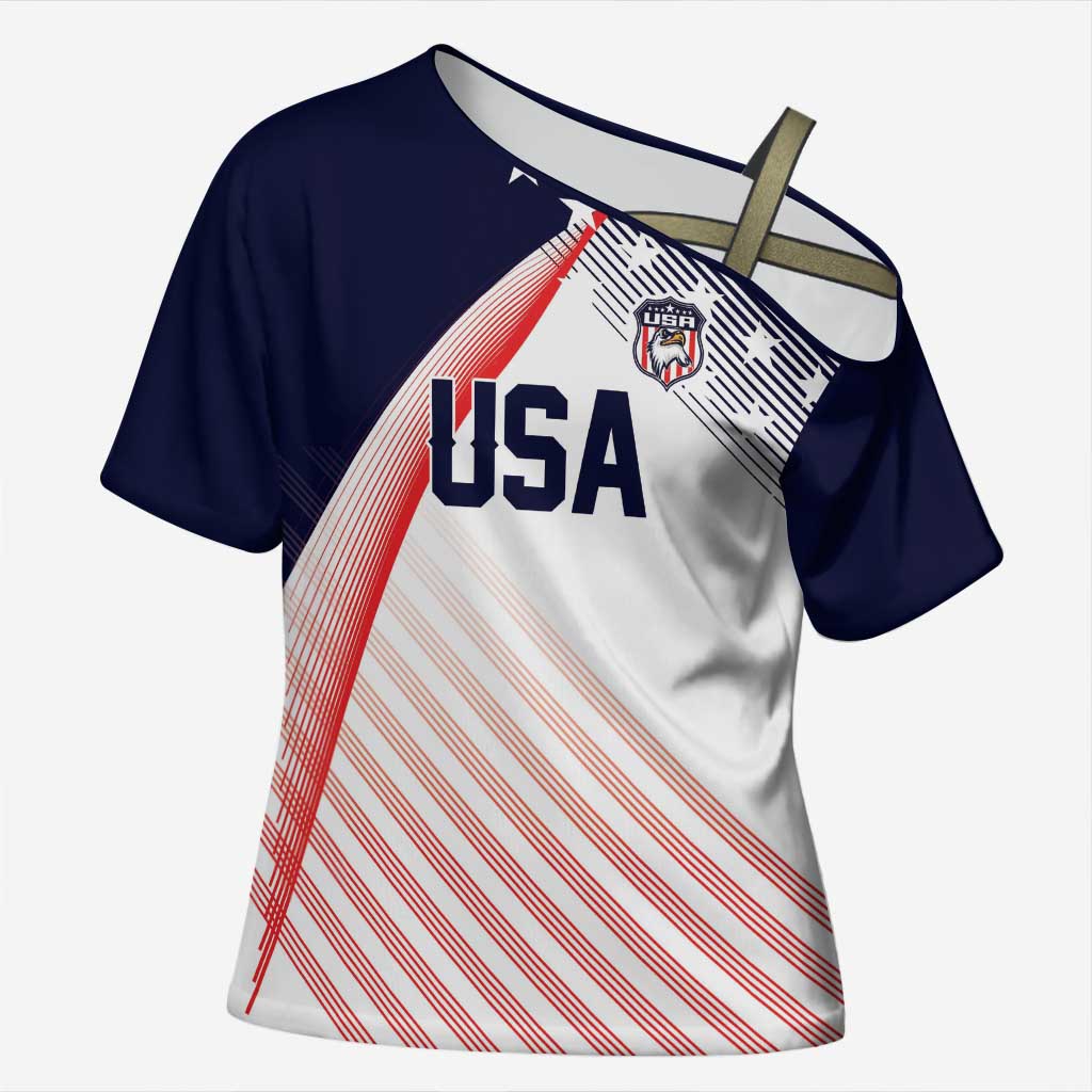 Custom USA Soccer Cross Shoulder Shirt Play With Pride - Wonder Print Shop