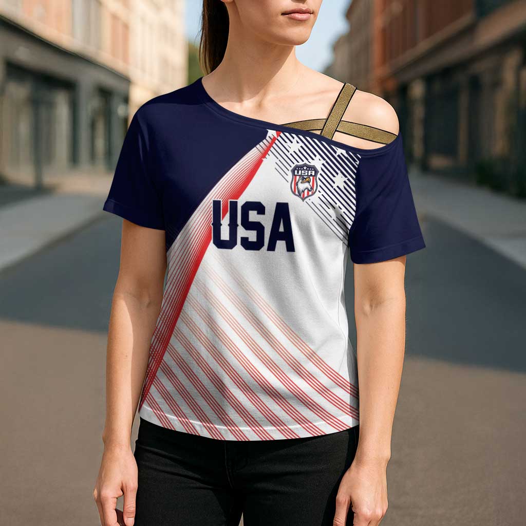 Custom USA Soccer Cross Shoulder Shirt Play With Pride - Wonder Print Shop