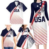 Custom USA Soccer Family Matching Long Sleeve Bodycon Dress and Hawaiian Shirt Play With Pride - Wonder Print Shop