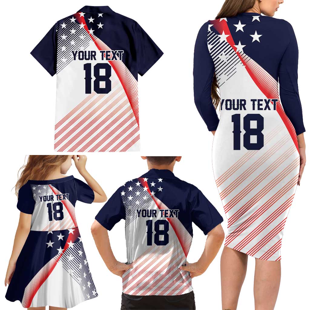 Custom USA Soccer Family Matching Long Sleeve Bodycon Dress and Hawaiian Shirt Play With Pride - Wonder Print Shop