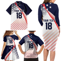 Custom USA Soccer Family Matching Long Sleeve Bodycon Dress and Hawaiian Shirt Play With Pride - Wonder Print Shop