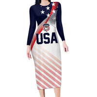 Custom USA Soccer Family Matching Long Sleeve Bodycon Dress and Hawaiian Shirt Play With Pride - Wonder Print Shop