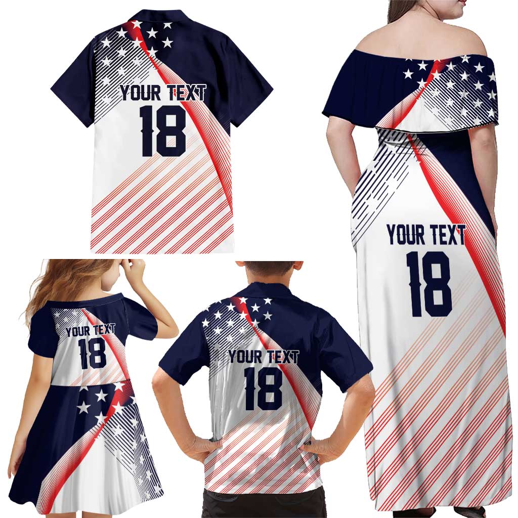 Custom USA Soccer Family Matching Off Shoulder Maxi Dress and Hawaiian Shirt Play With Pride - Wonder Print Shop
