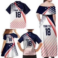 Custom USA Soccer Family Matching Off Shoulder Maxi Dress and Hawaiian Shirt Play With Pride - Wonder Print Shop
