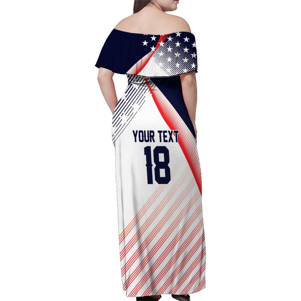 Custom USA Soccer Family Matching Off Shoulder Maxi Dress and Hawaiian Shirt Play With Pride - Wonder Print Shop