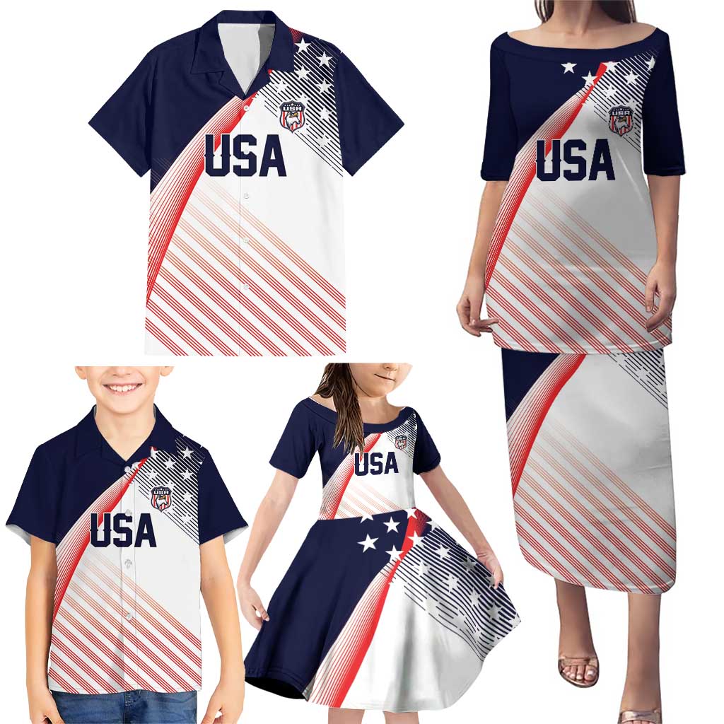 Custom USA Soccer Family Matching Puletasi and Hawaiian Shirt Play With Pride - Wonder Print Shop