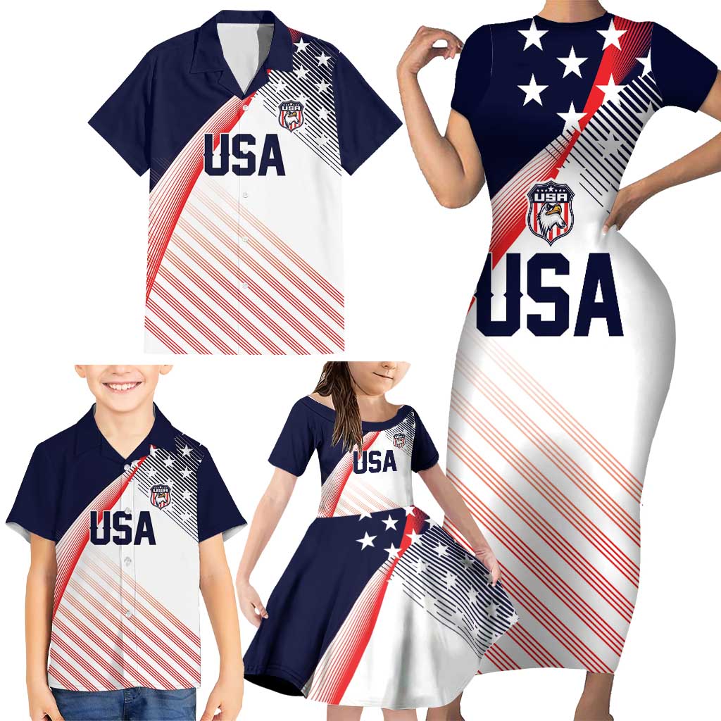 Custom USA Soccer Family Matching Short Sleeve Bodycon Dress and Hawaiian Shirt Play With Pride - Wonder Print Shop