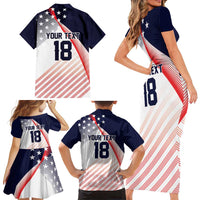 Custom USA Soccer Family Matching Short Sleeve Bodycon Dress and Hawaiian Shirt Play With Pride - Wonder Print Shop