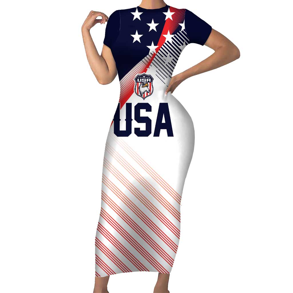 Custom USA Soccer Family Matching Short Sleeve Bodycon Dress and Hawaiian Shirt Play With Pride - Wonder Print Shop