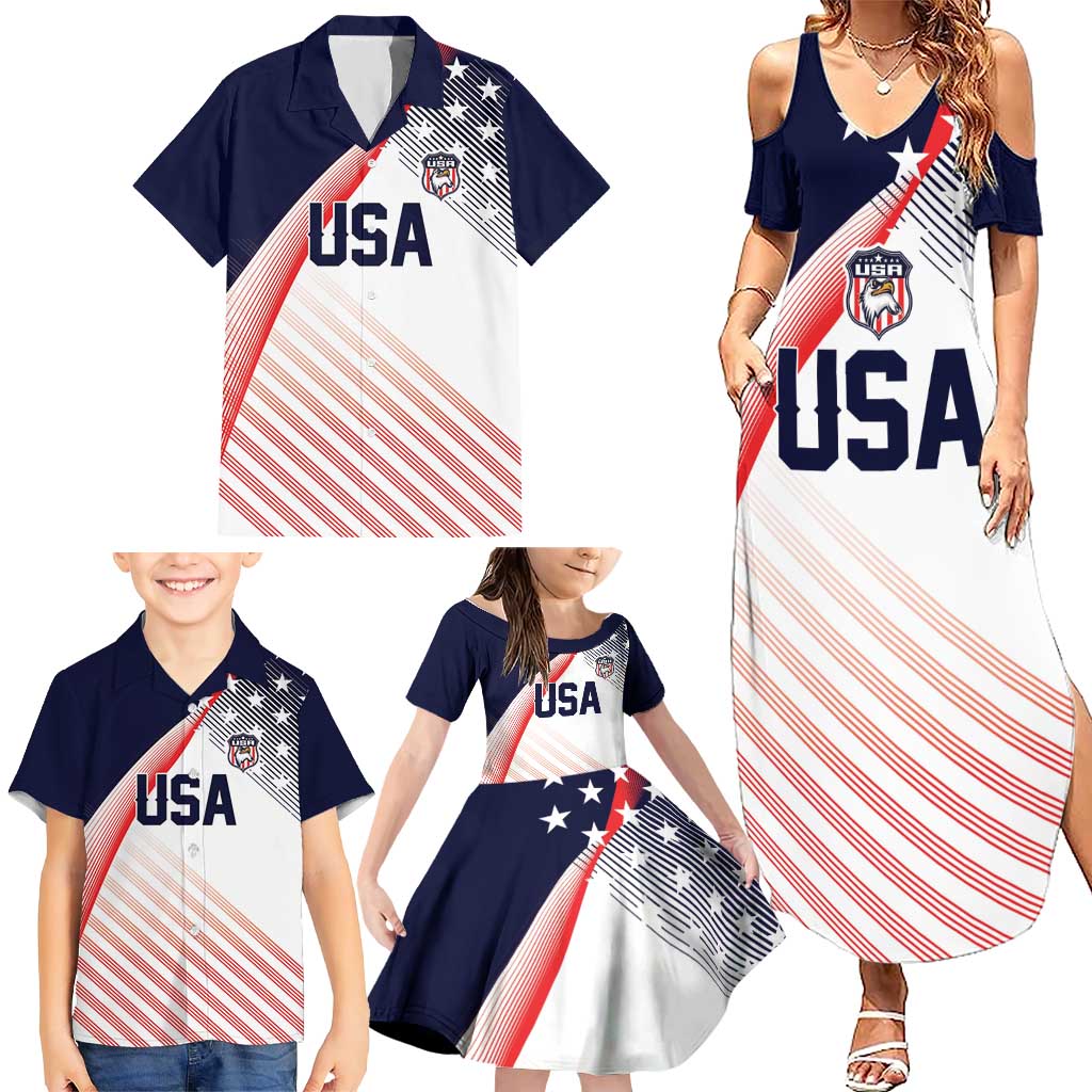 Custom USA Soccer Family Matching Summer Maxi Dress and Hawaiian Shirt Play With Pride - Wonder Print Shop