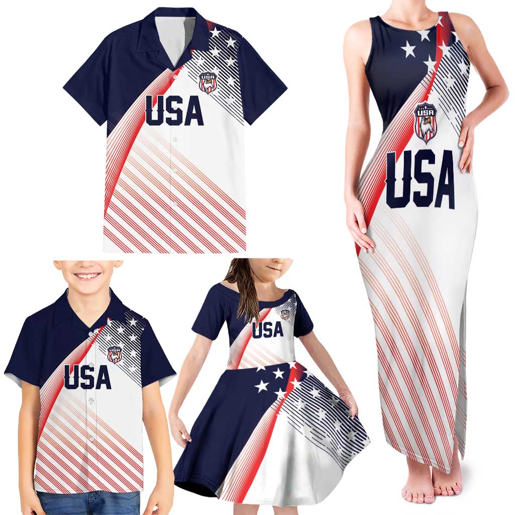 Custom USA Soccer Family Matching Tank Maxi Dress and Hawaiian Shirt Play With Pride - Wonder Print Shop