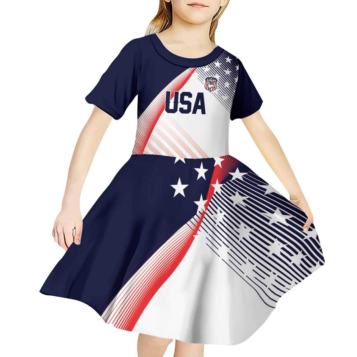 Custom USA Soccer Kid Short Sleeve Dress Play With Pride - Wonder Print Shop