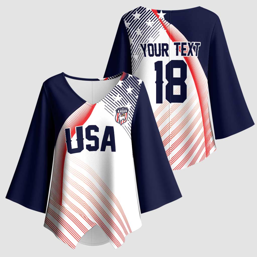 Custom USA Soccer Kimono Sleeve Blouse Play With Pride - Wonder Print Shop